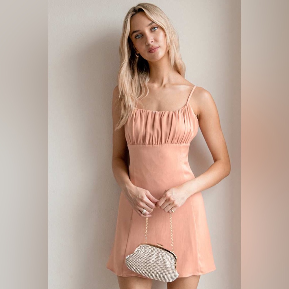 Lulus Sweet Celebrations Blush Satin Sleeveless Mini Dress